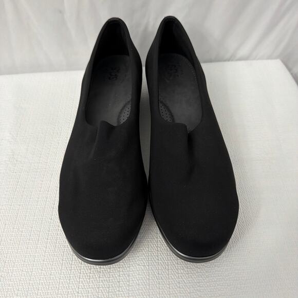SAS Shoes Womens 10 M Bliss Black Stretch Fabric Upper Wedge Slip On Career - Picture 3 of 11